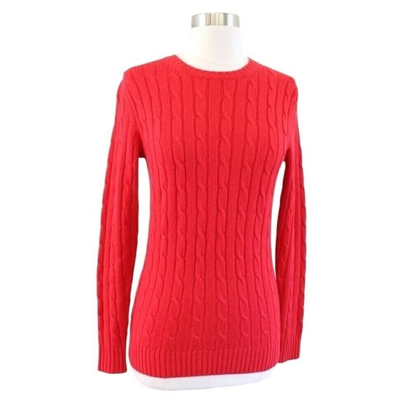 Vineyard Vines Cable Knit Wool Cashmere Sweater Womens XS Red Long Sleeve Preppy - Picture 1 of 9